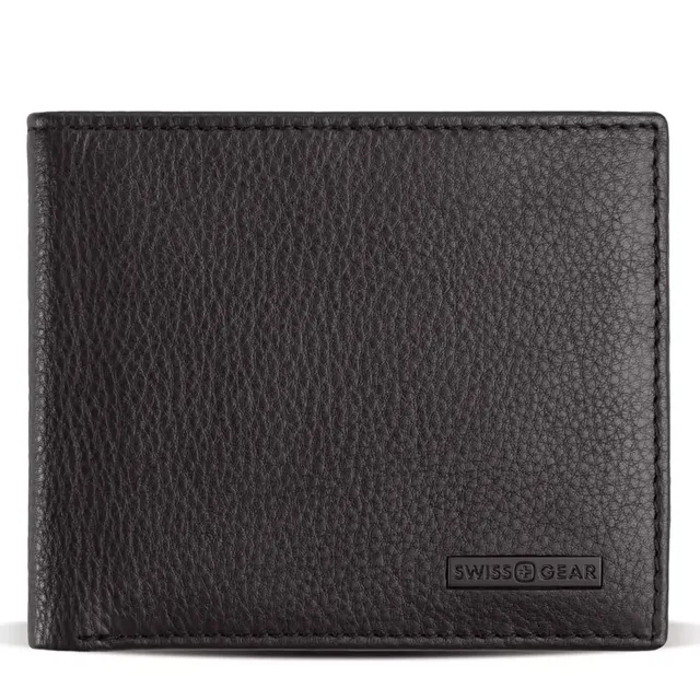 swissgear-genuine-pebbled-leather-slim-bi-fold-wallet-black image 1