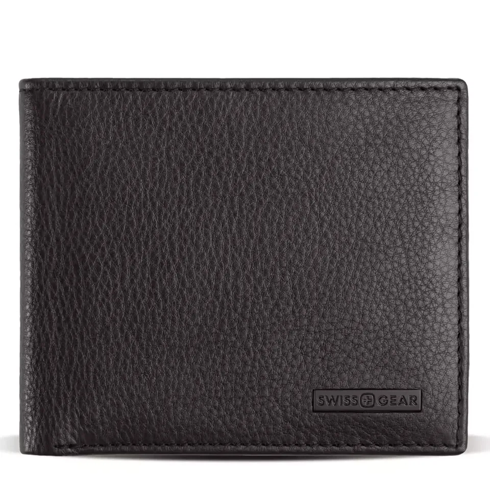 swissgear-genuine-pebbled-leather-slim-bi-fold-wallet-black image 1