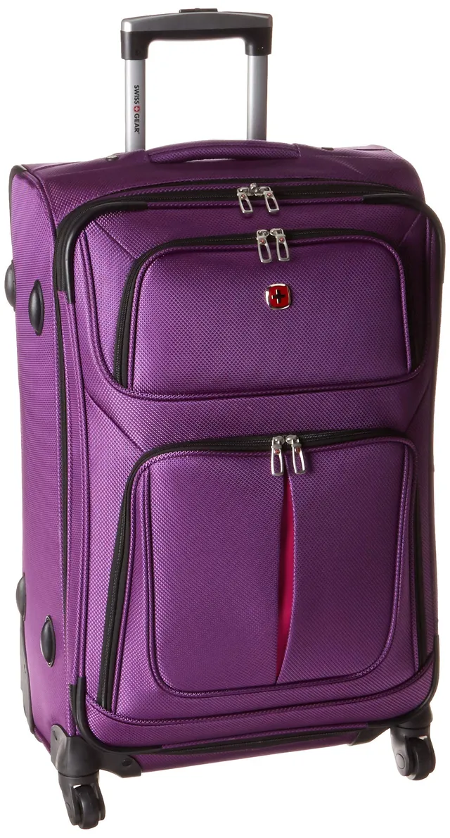 swissgear-sion-softside-expandable-checked-spinner-luggage-purple-25-inch image 1
