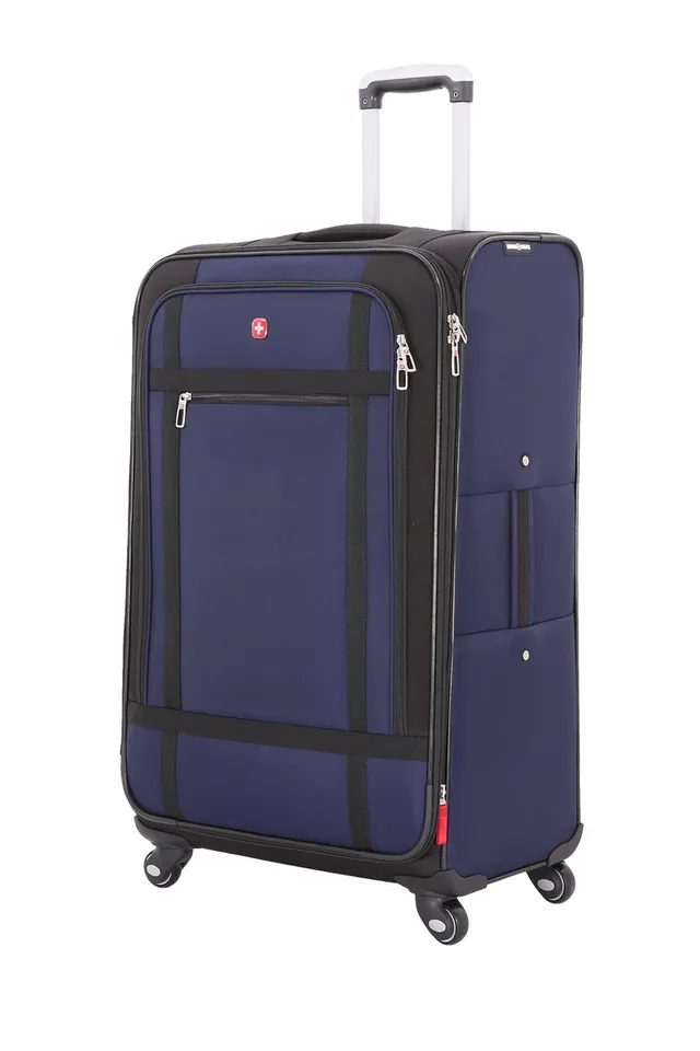 swissgear-borah-softside-expandable-large-28-inch-checked-spinner-suitcase-navy image 1