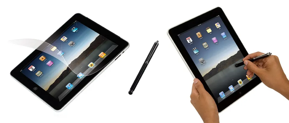 targus-essential-black-stylus-and-screen-protector-with-bubble-free-clear-adhesi image 1