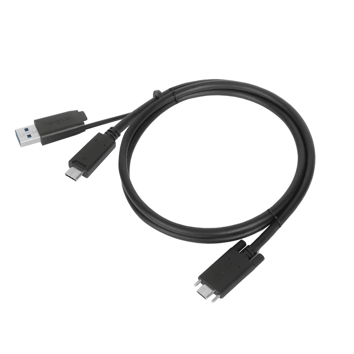 targus-usb-c-male-to-usb-c-male-cable-with-screw-and-usb-a-tether-acc1133glx image 2