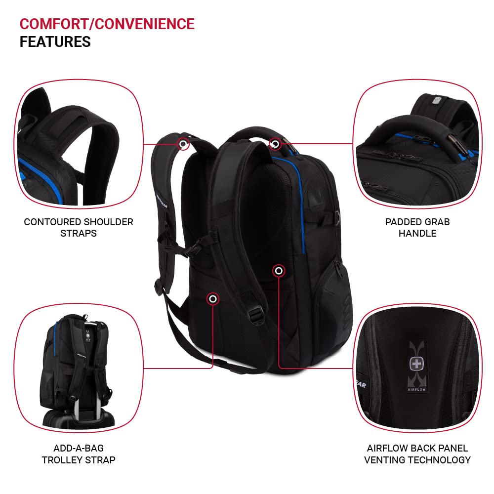 swissgear-the-gamer-usb-gaming-laptop-backpack-with-charger-port-blue-black-17-i image 2