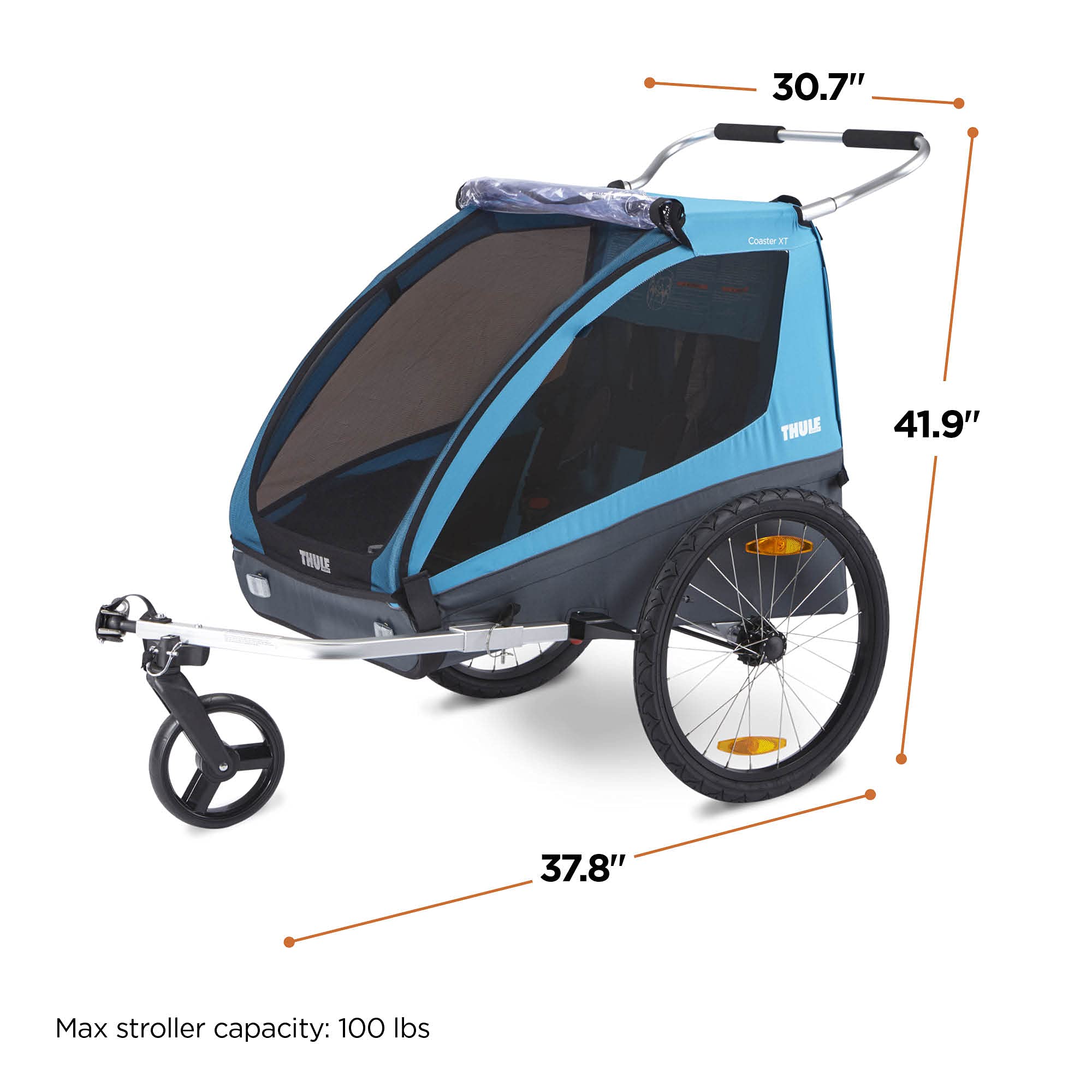 thule-coaster-xt-2-seat-bicycle-trailer-stroller-complete-with-biking-and-stroll image 8