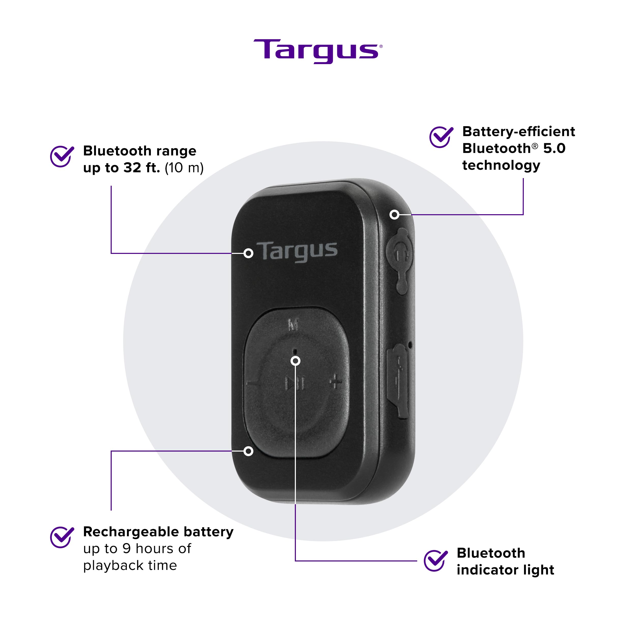 targus-wireless-bluetooth-audio-adapter-2-in-1-transmitter-receiver-black-aca973 image 2