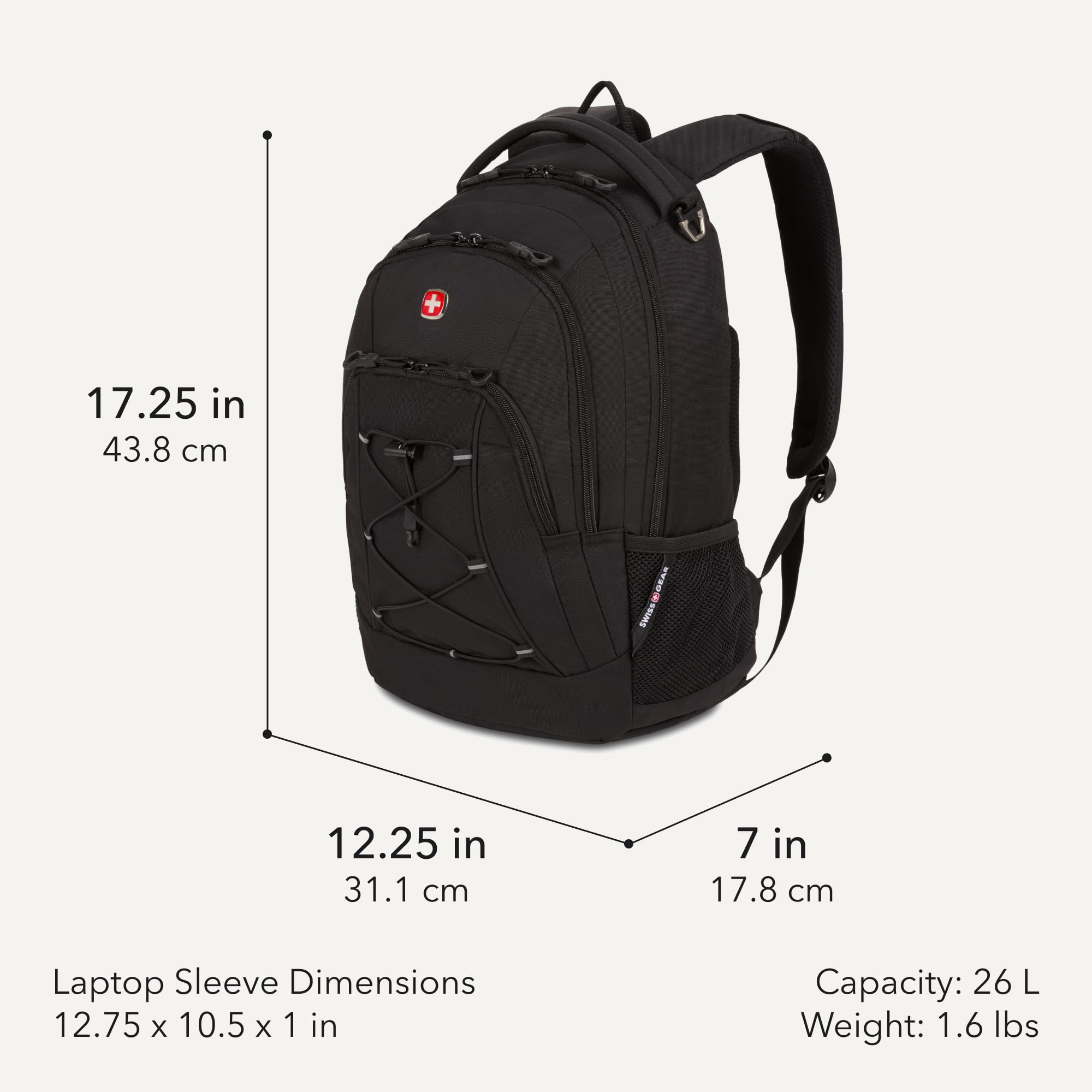 swissgear-bungee-core-laptop-backpack-26l-black-fits-most-13-inch-laptops image 2
