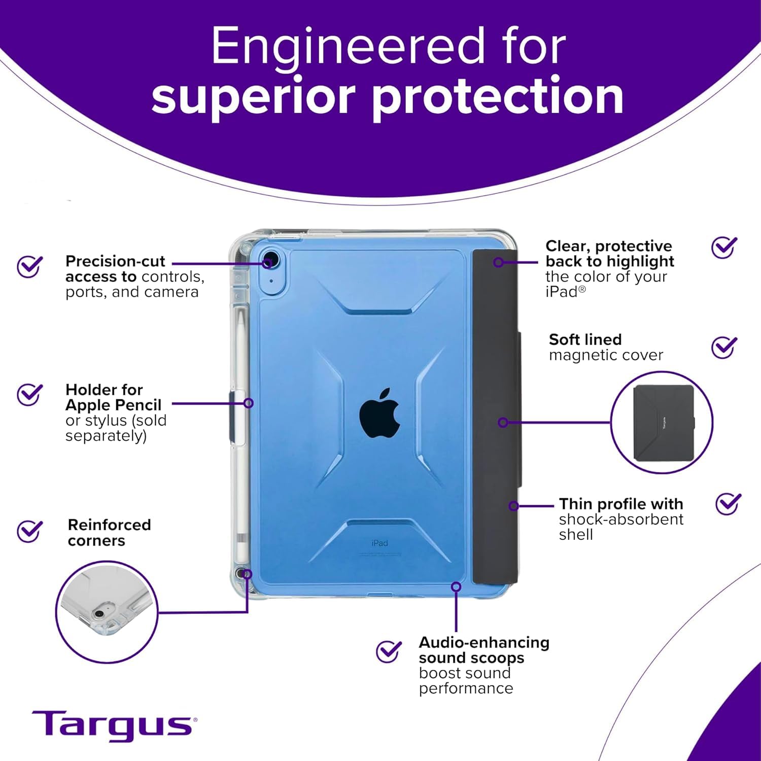 targus-pro-tek-clear-case-for-ipad-10-9-10th-gen-a16-shock-absorbing-drop-resist image 4