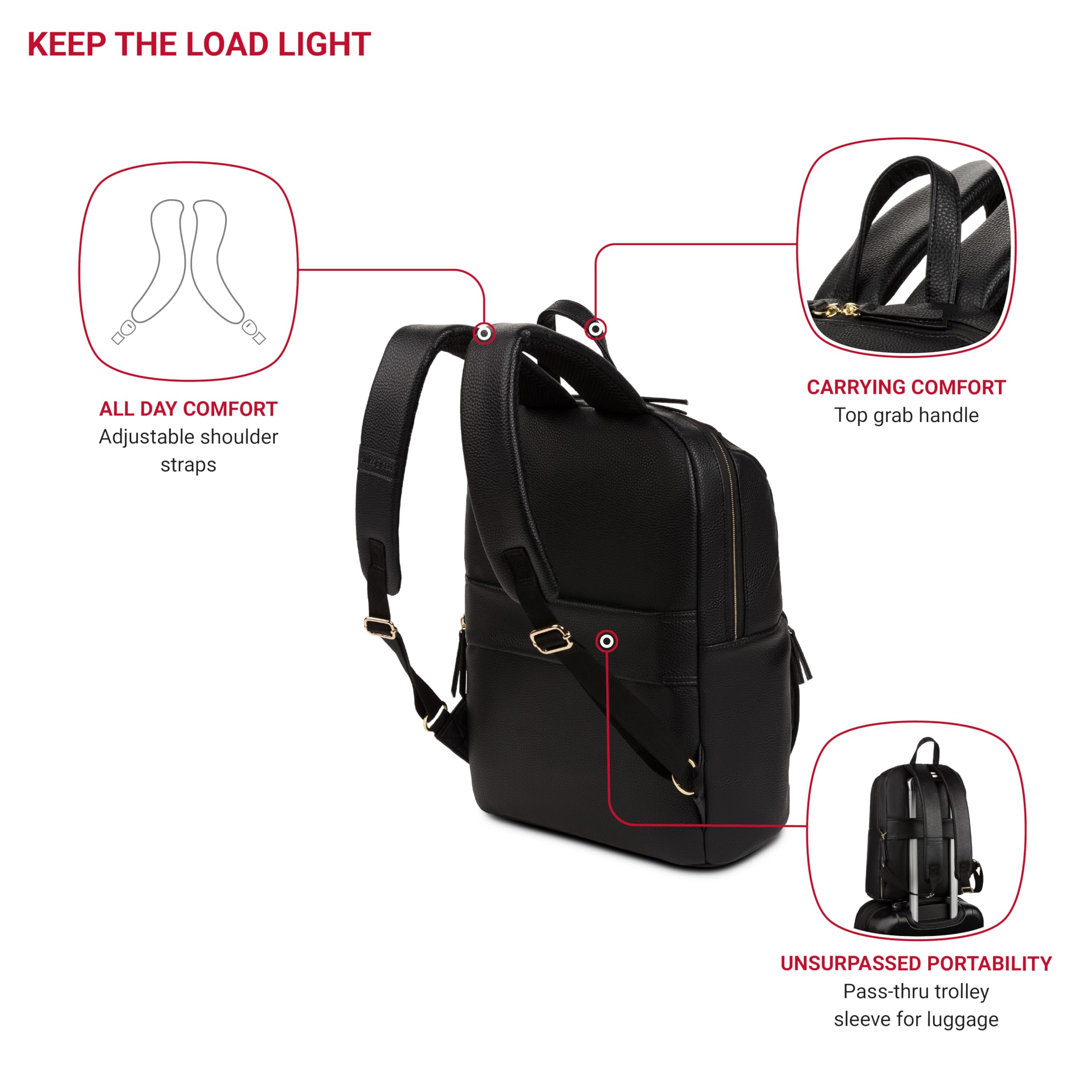 swissgear-serenity-luxe-women-s-laptop-backpack-fits-13-inch-laptops-black-16-in image 2