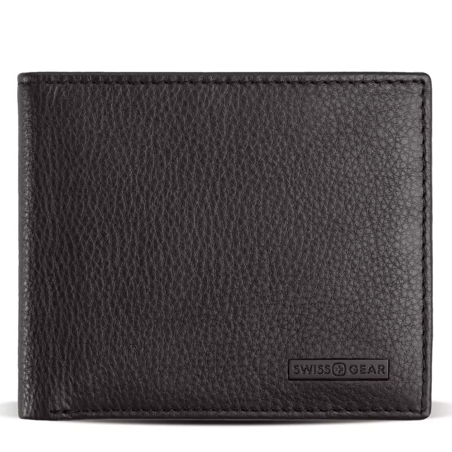 swissgear-genuine-pebbled-leather-slim-bi-fold-wallet-black image 1