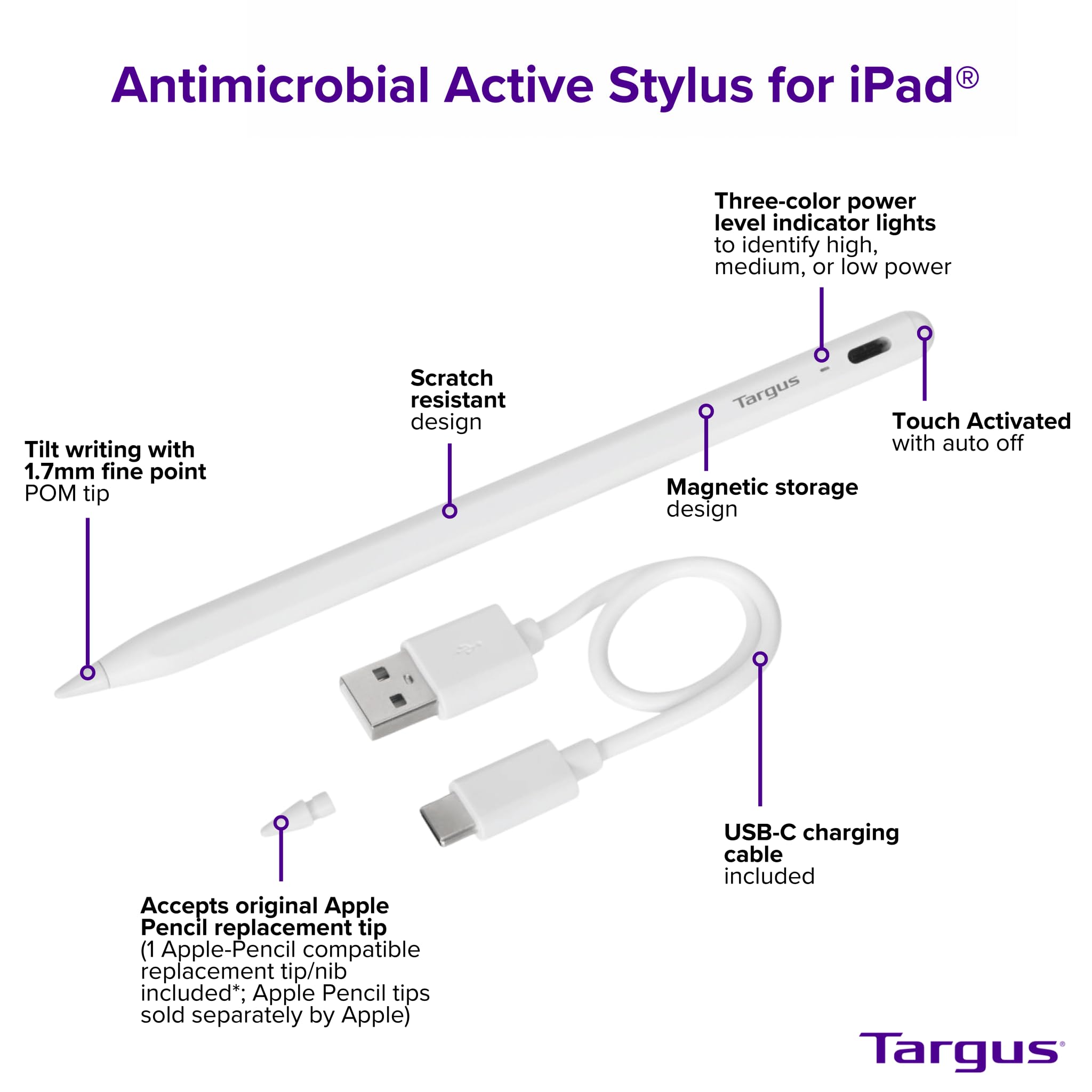 targus-active-stylus-for-ipad-1-1-apple-pencil-size-palm-rejection-pom-tip-amm17 image 6