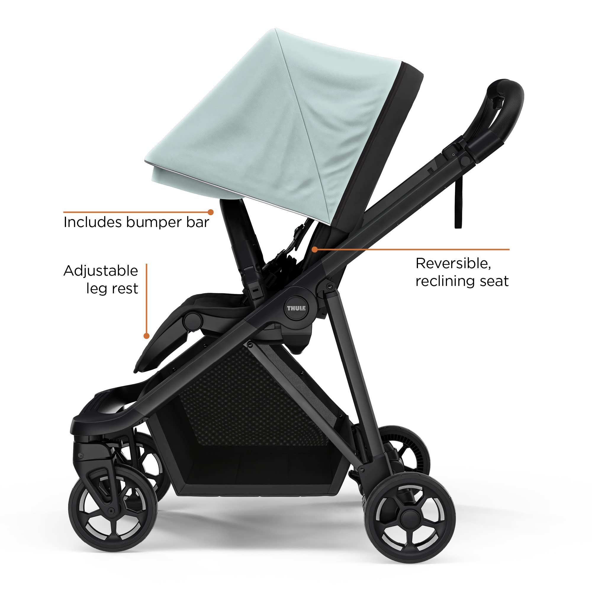 thule-shine-city-stroller-lightweight-reversible-seat-one-hand-fold-upf50-canopy image 2