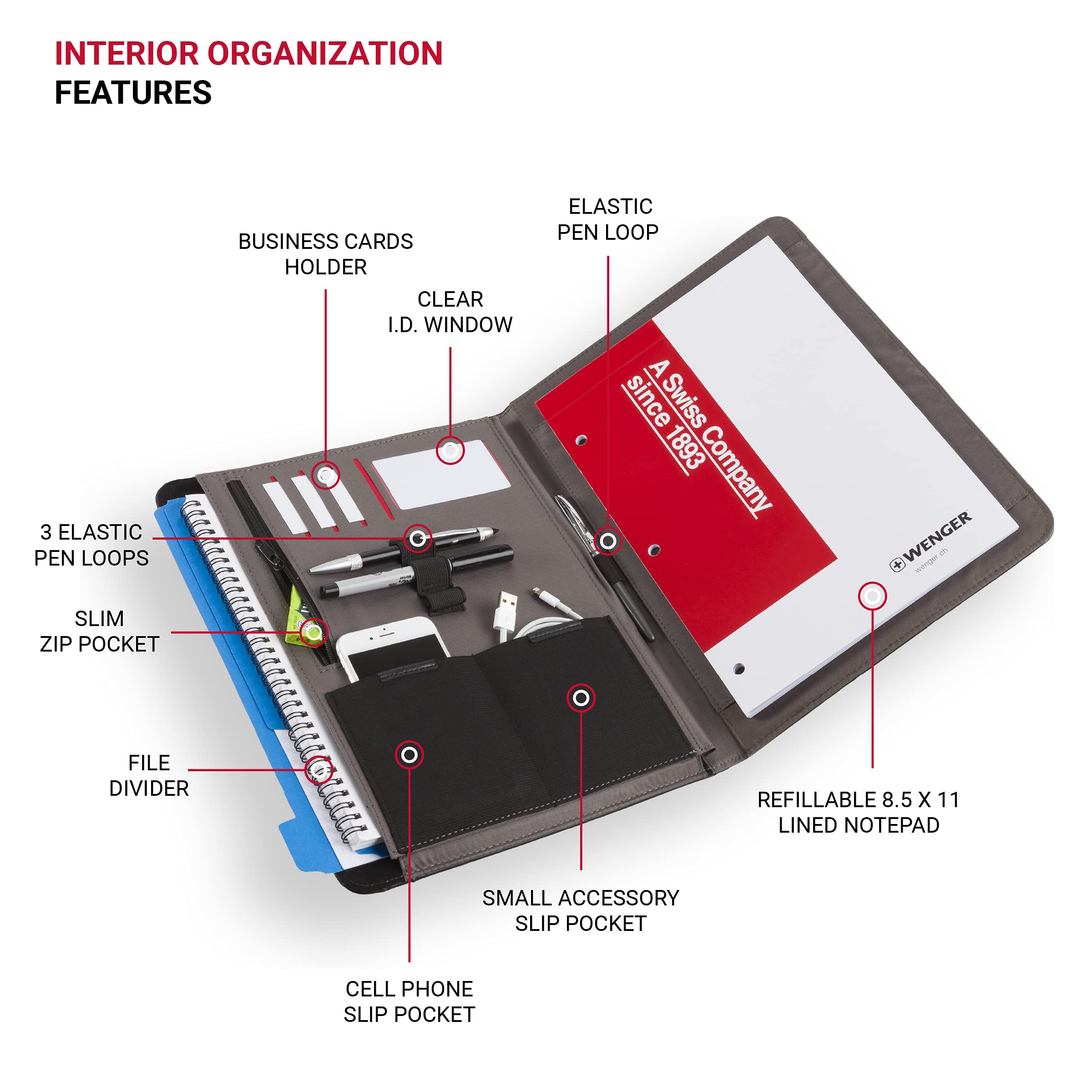 swissgear-wenger-merit-padfolio-padded-document-organizer-black image 2