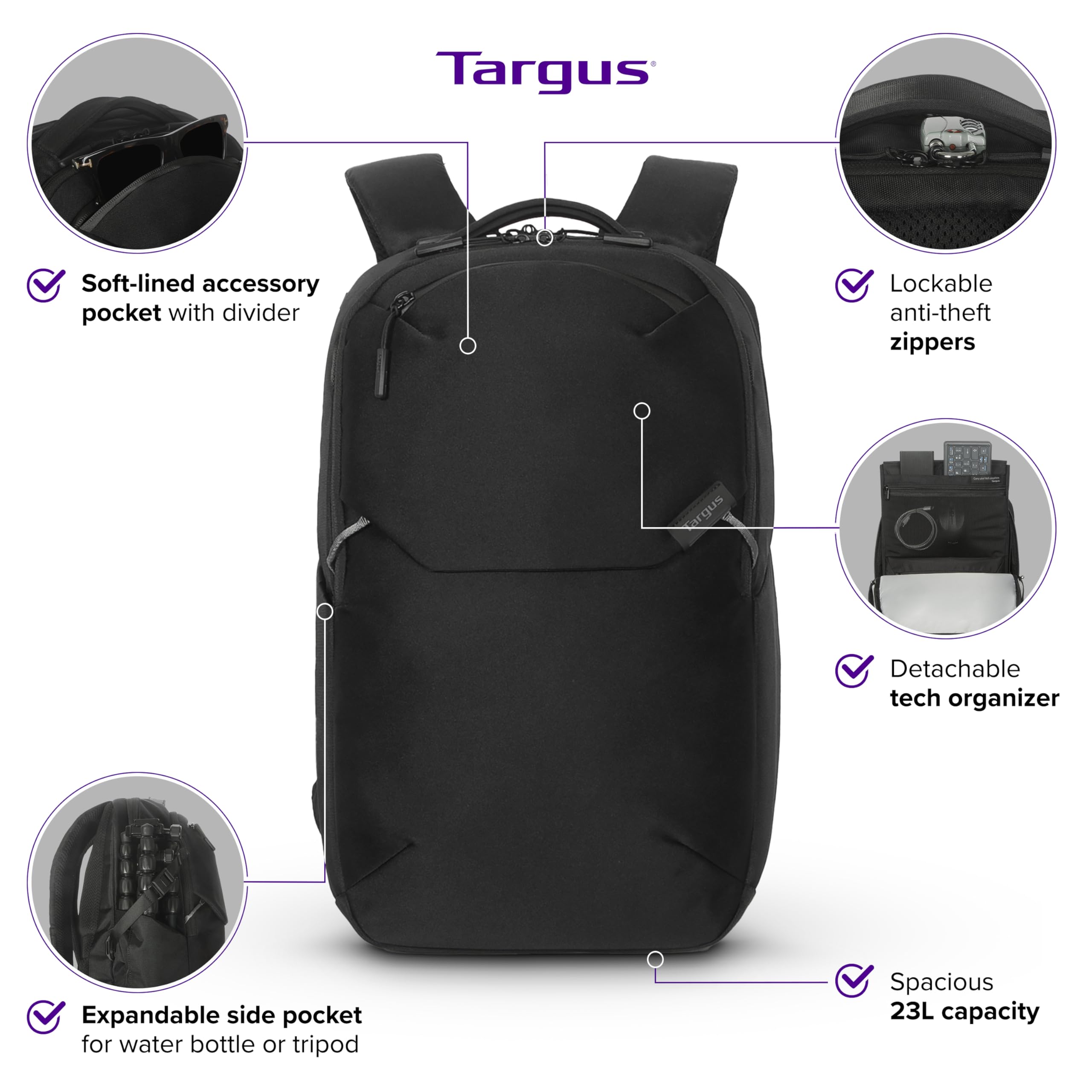 targus-15-16-work-ecosmart-backpack-tbb657gl-detachable-tech-organizer-23l-recyc image 2