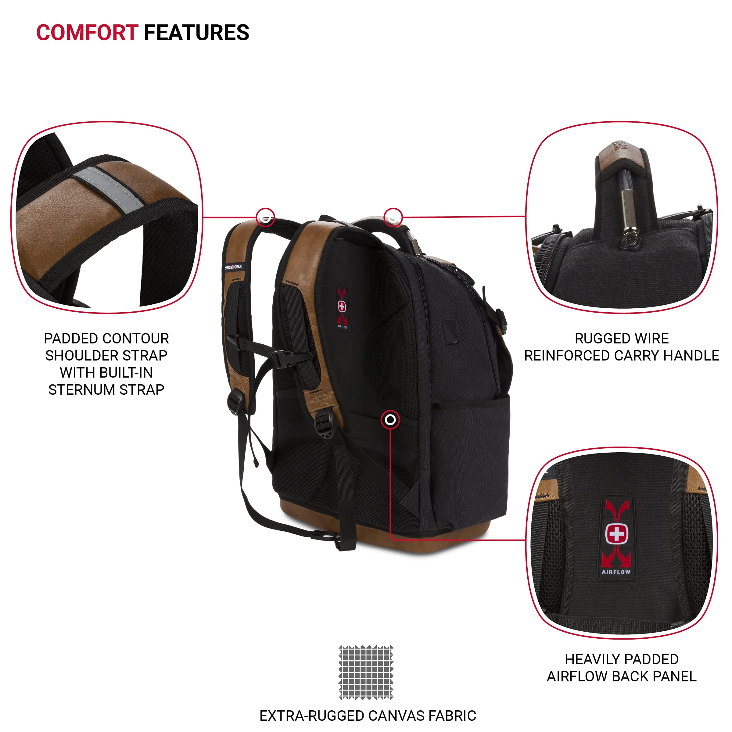 swissgear-work-pack-pro-tool-backpack-black-brown-canvas-fits-17-inch-laptop-60- image 2