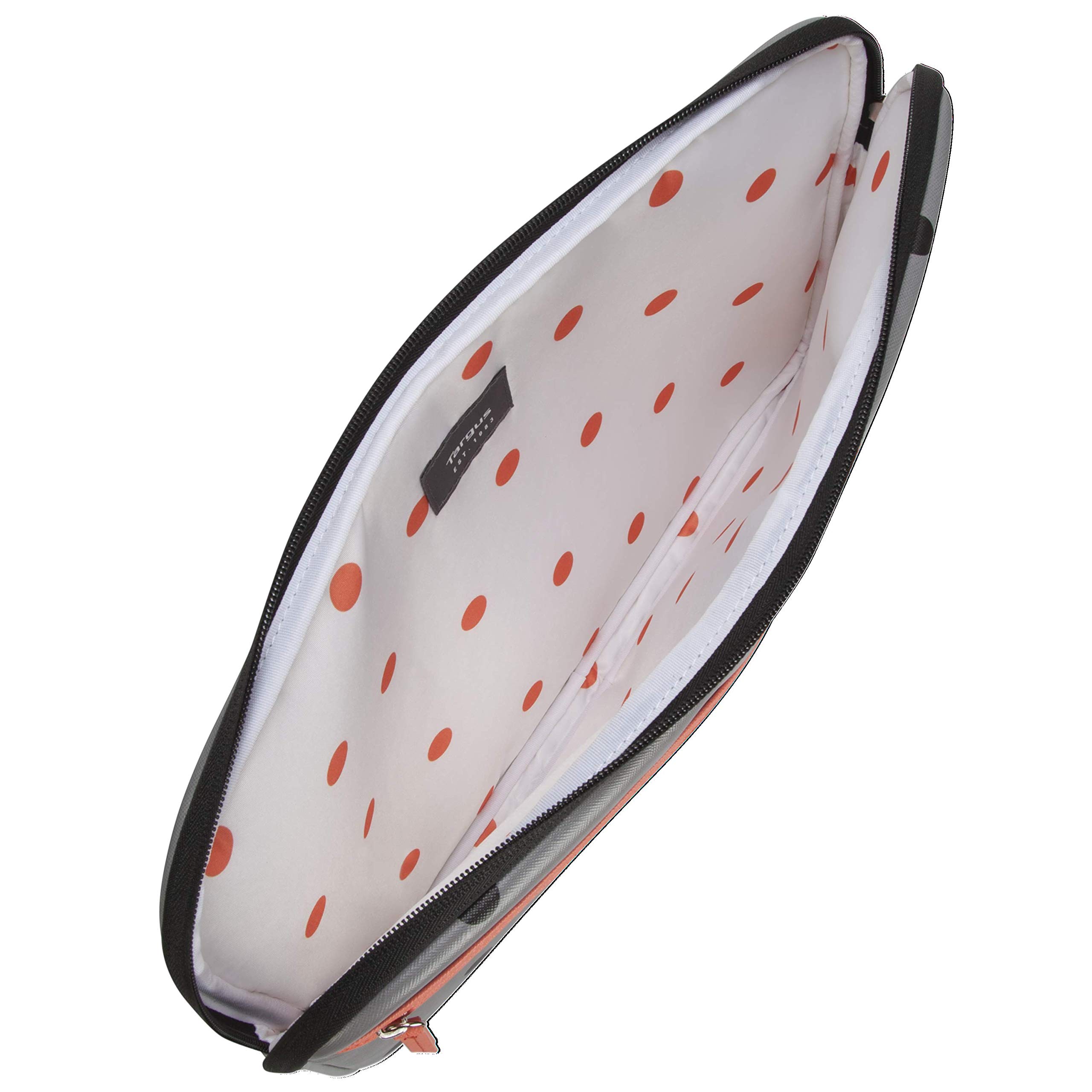 targus-arts-edition-15-6-inch-laptop-protective-sleeve-polka-dot-gray-salmon-tss image 5