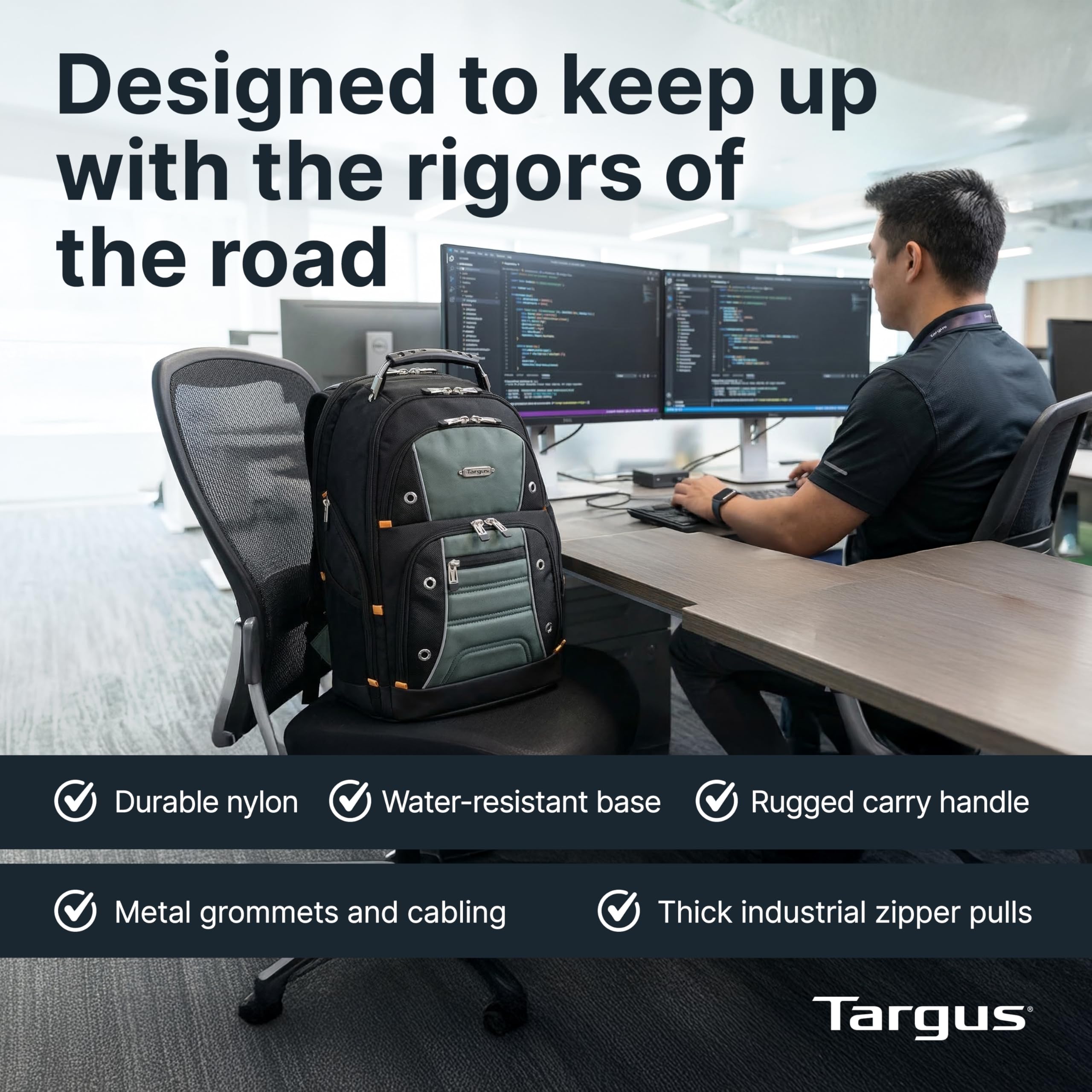 targus-drifter-ii-laptop-backpack-for-men-and-women-fits-17-laptops-black-gray-t image 4