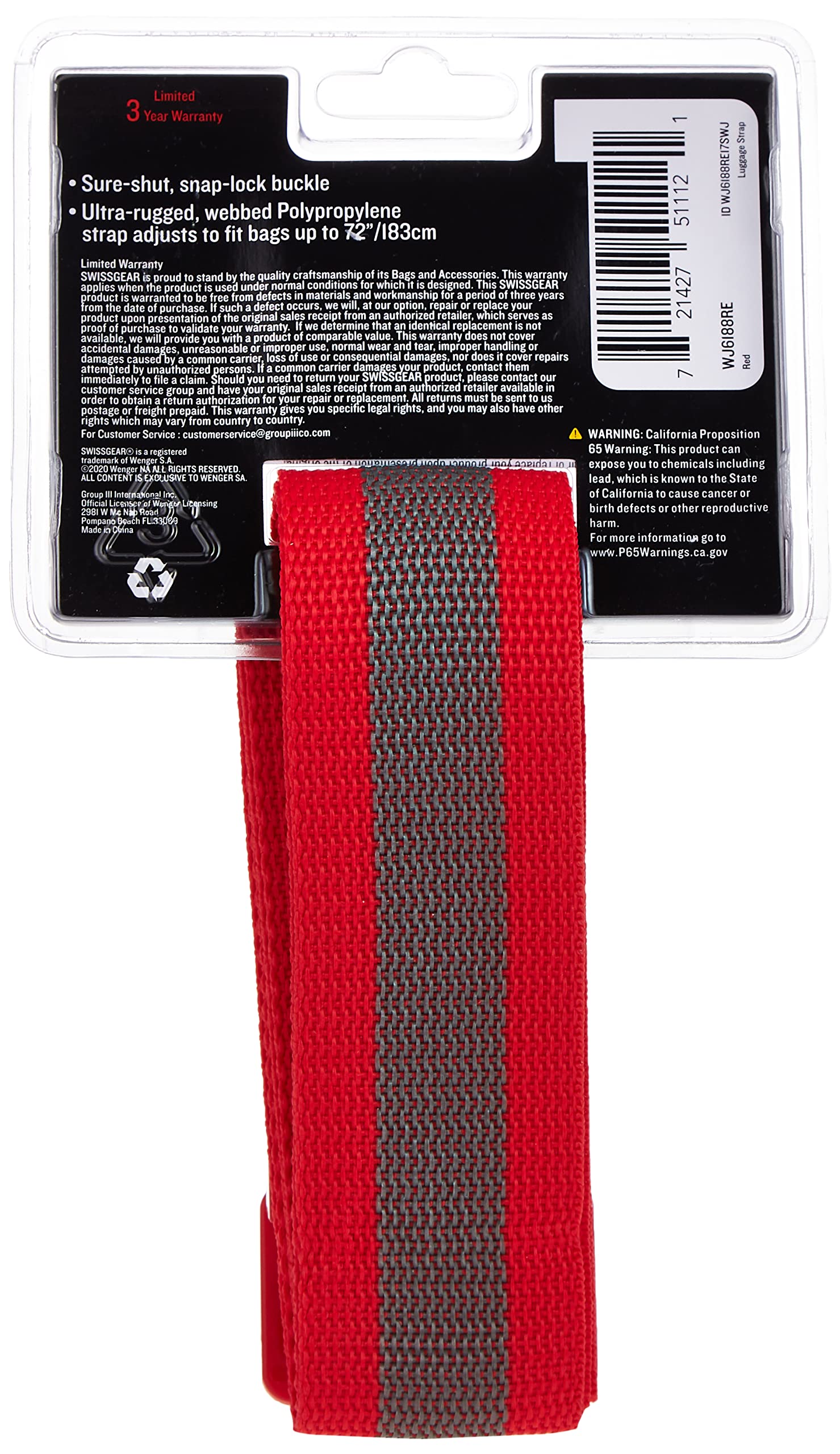 swissgear-adjustable-luggage-strap-with-snap-lock-buckle-up-to-72-inches-red image 2