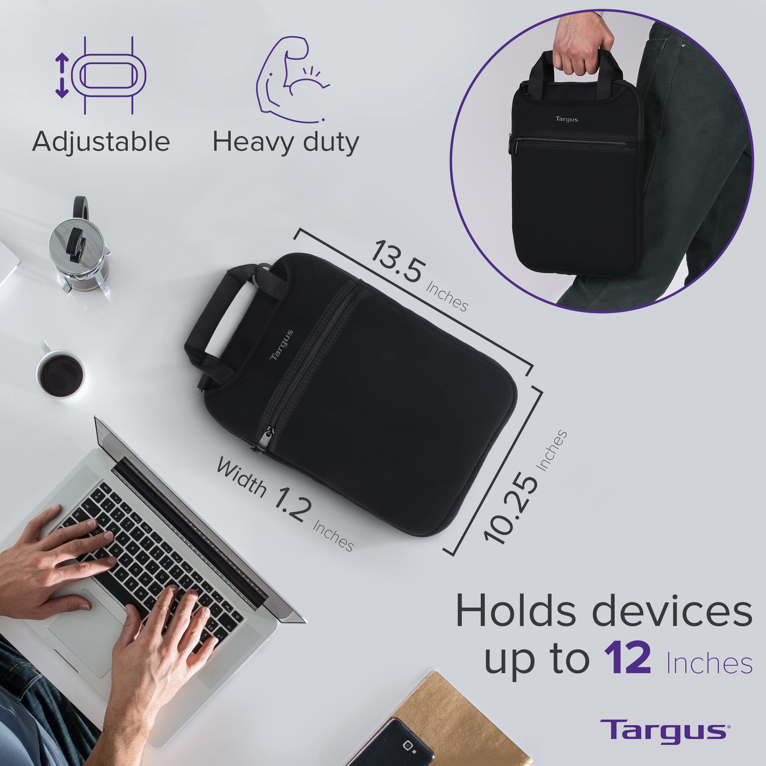 targus-12-vertical-slipcase-with-hideaway-handles-tss912-neoprene-sleeve-for-12- image 2