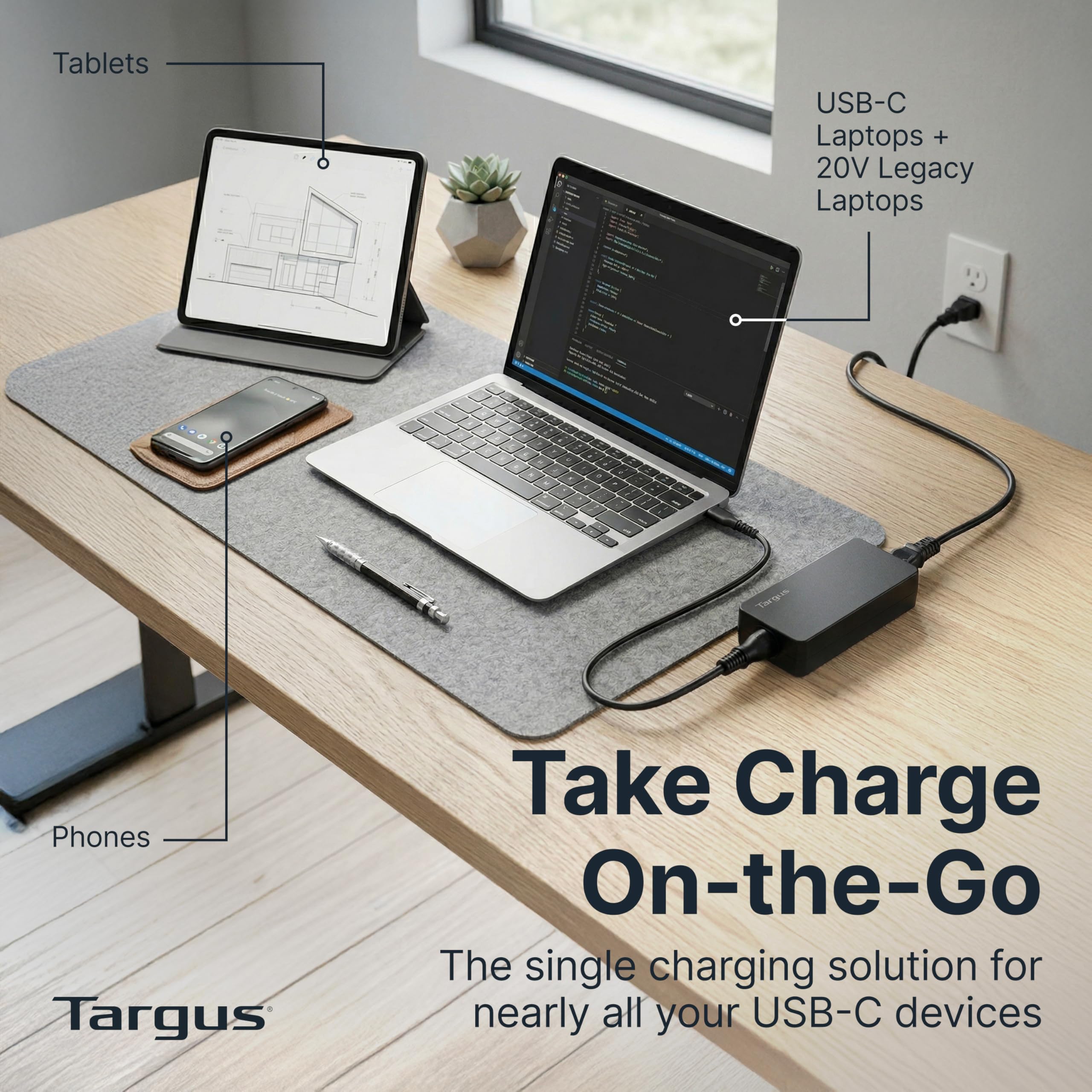 targus-100w-universal-usb-c-legacy-charger-usb-c-power-adapter-with-5-interchang image 3