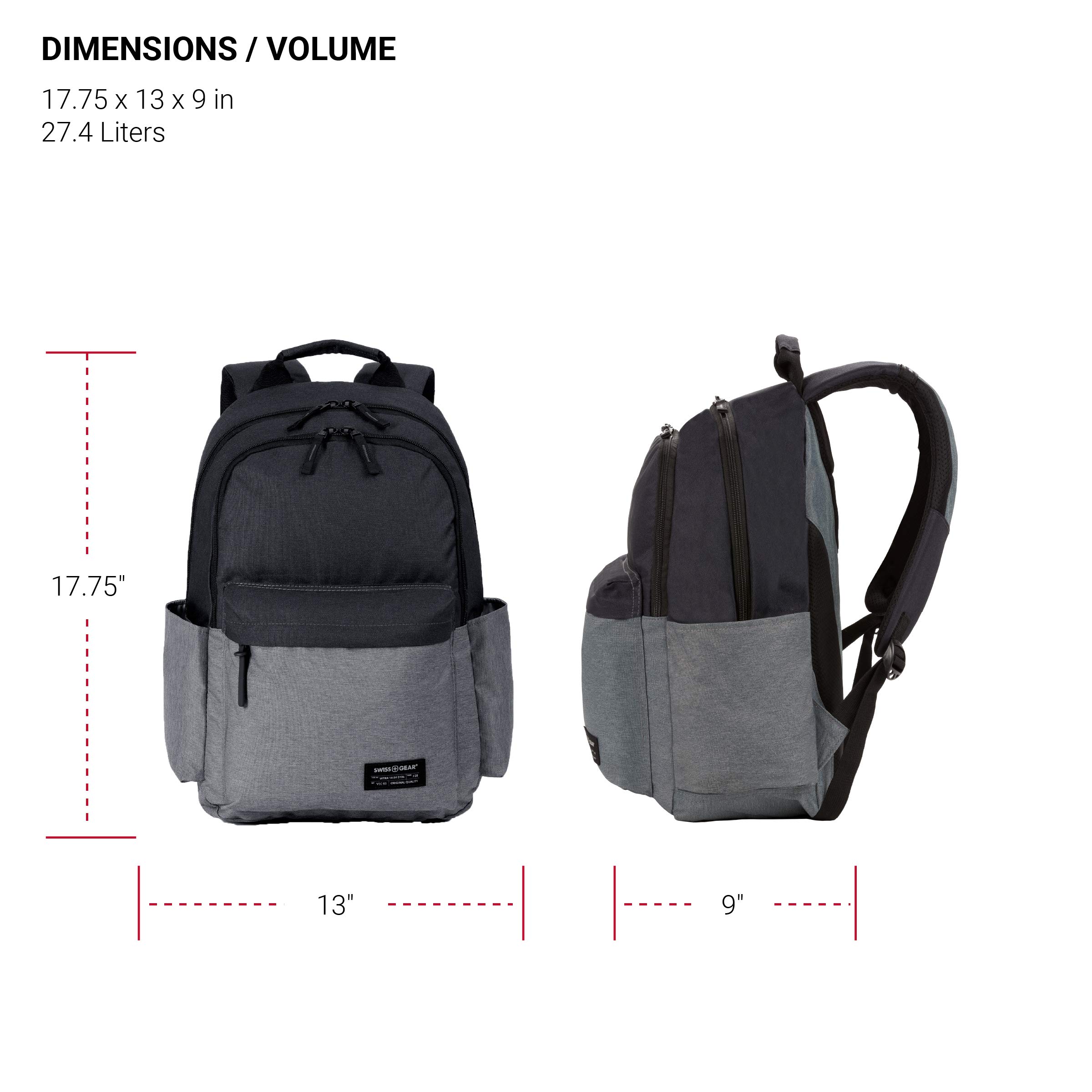 swissgear-2789-laptop-backpack-for-13-inch-laptops-grey-black-27-4l image 4