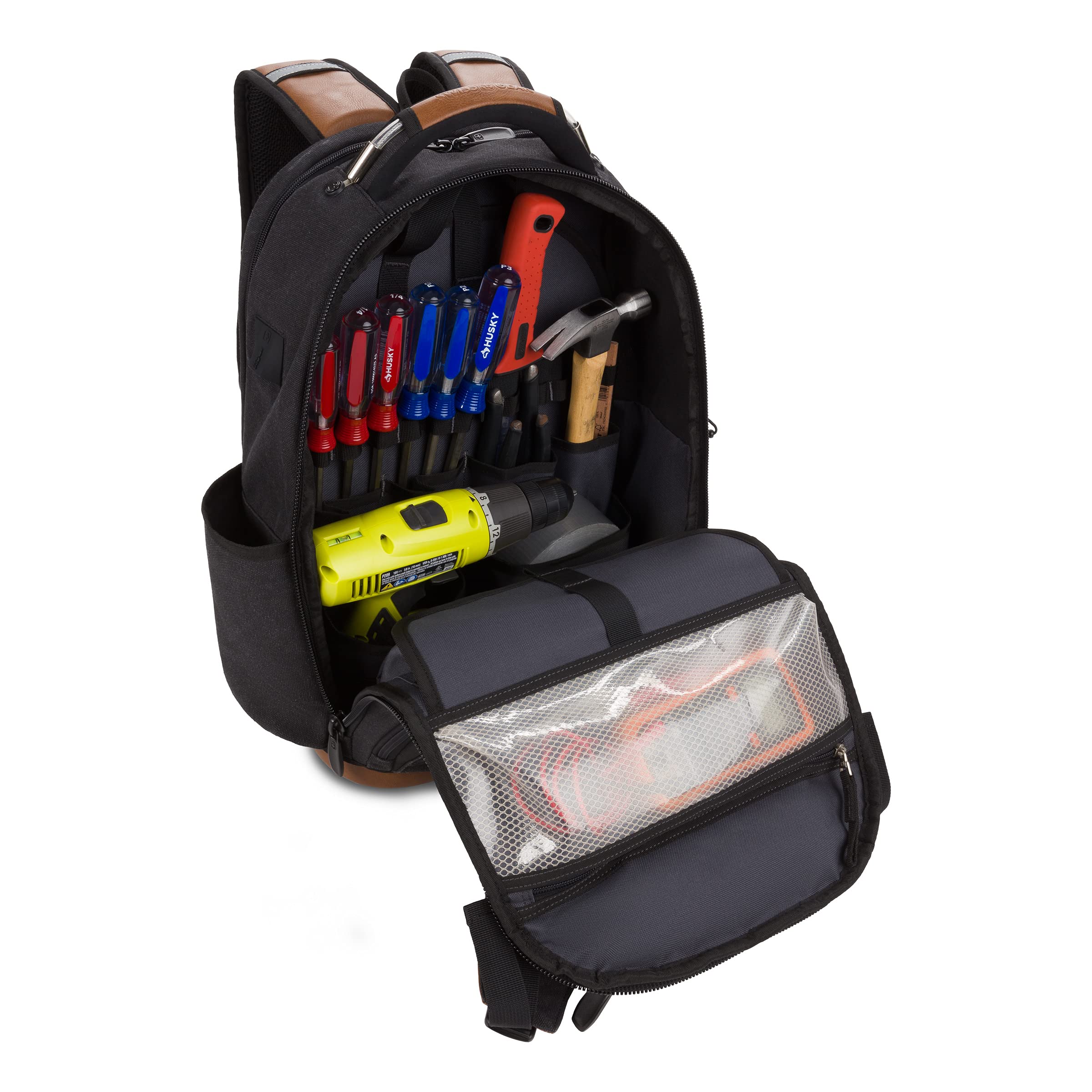 swissgear-work-pack-pro-tool-backpack-black-brown-canvas-fits-17-inch-laptop-60- image 7