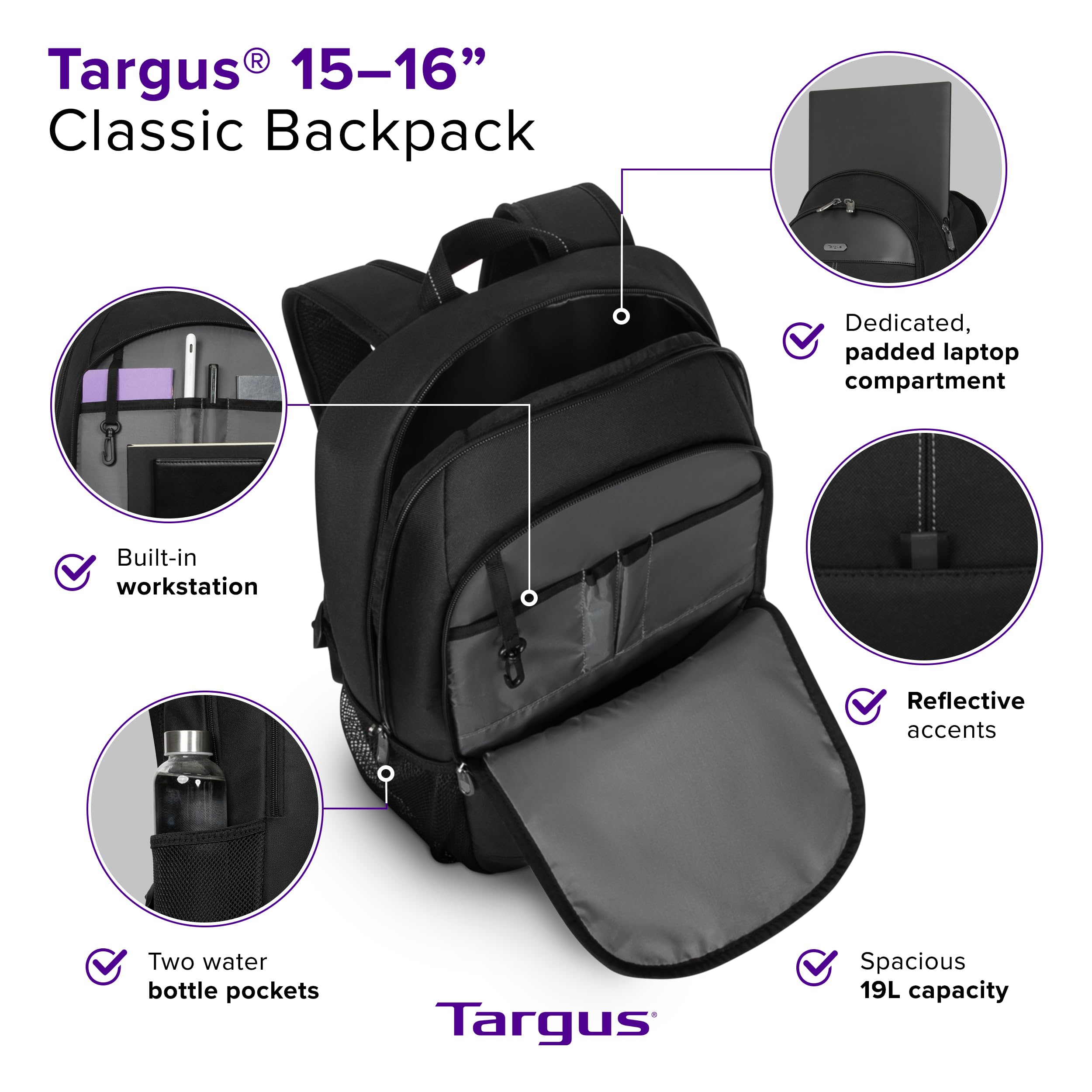 targus-15-16-inch-classic-laptop-backpack-fits-most-laptops-up-to-16-padded-trav image 2