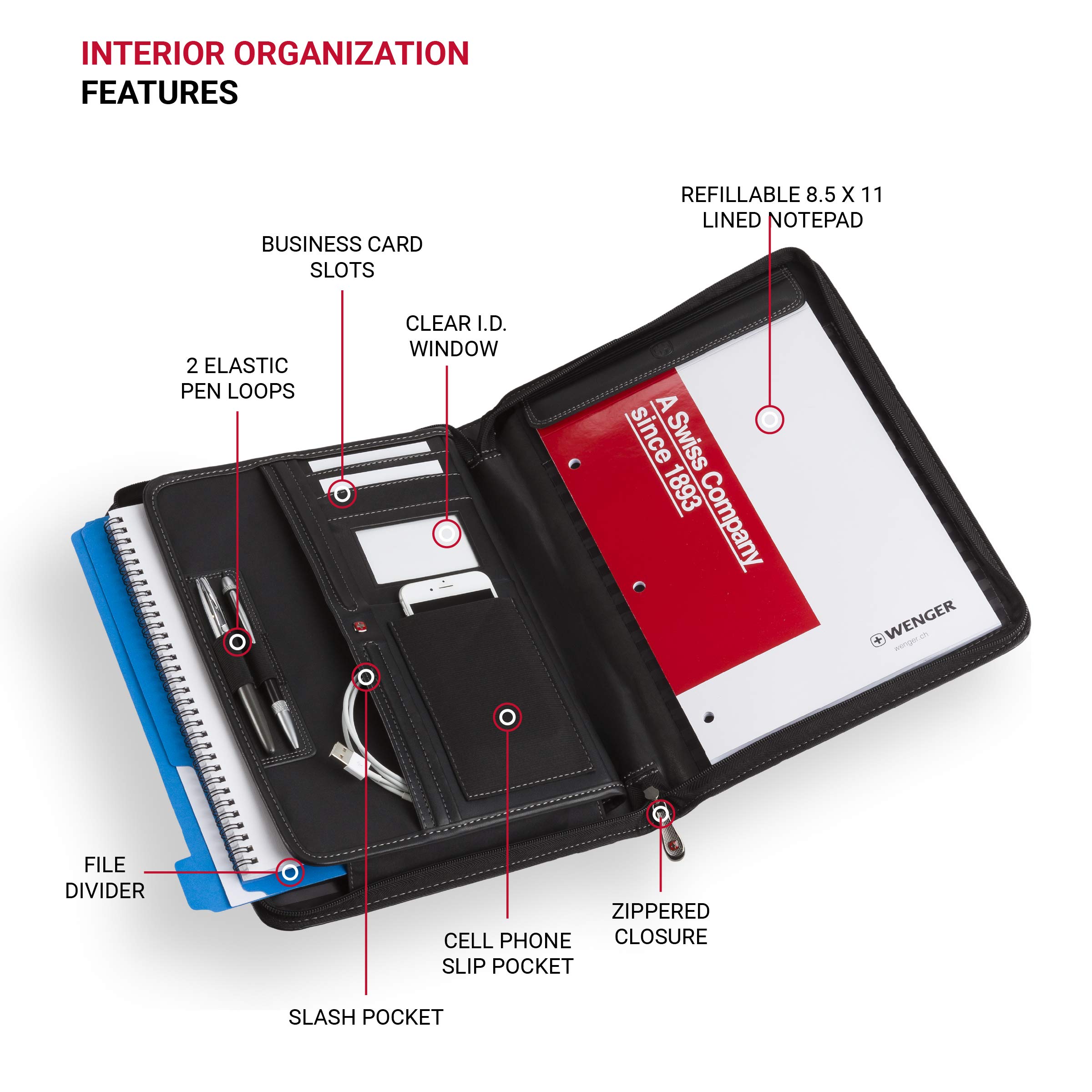 swissgear-wenger-concept-zippered-padfolio-legal-size-document-organizer-black image 2