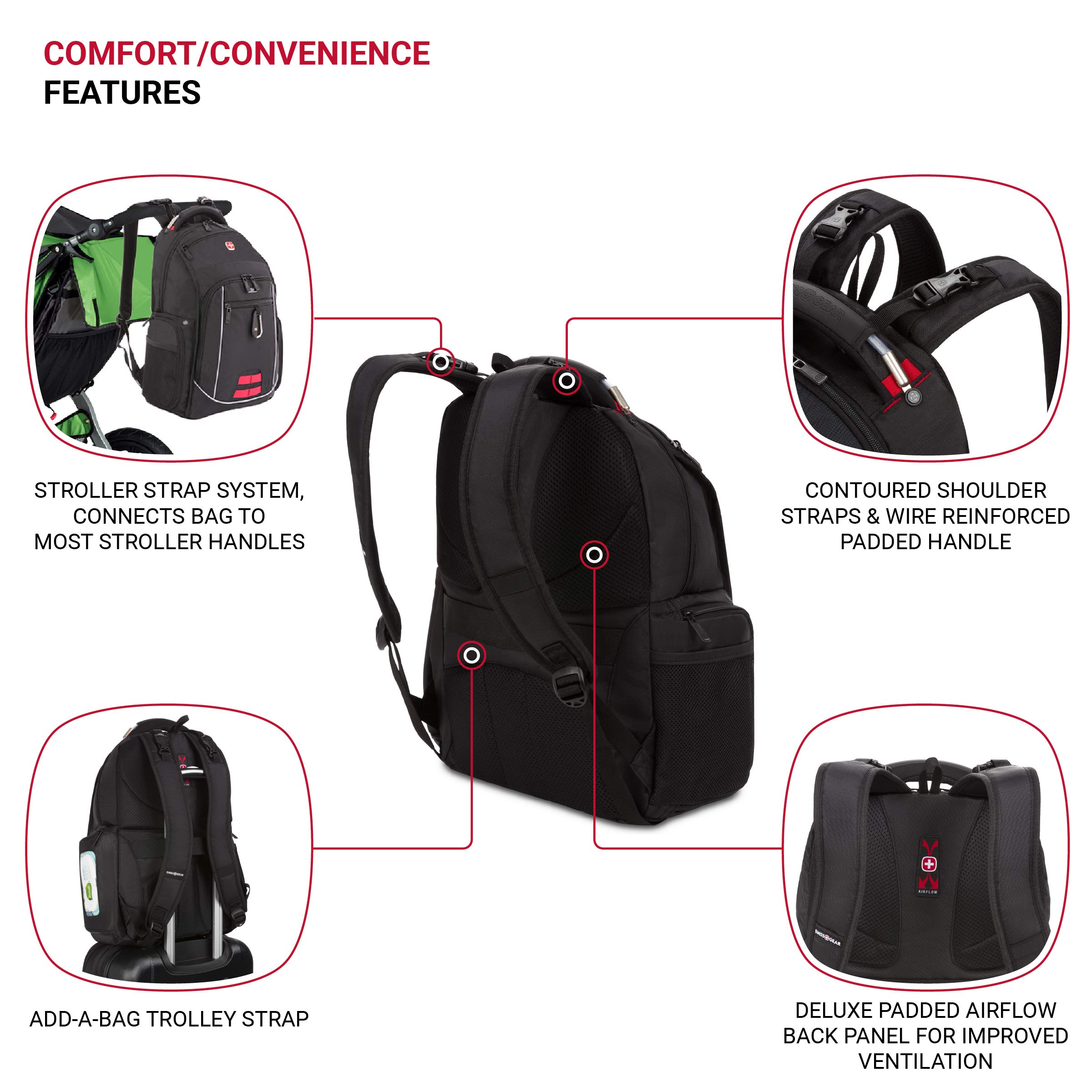 swissgear-diaper-bag-backpack-multifunction-travel-and-maternity-bag-black image 2