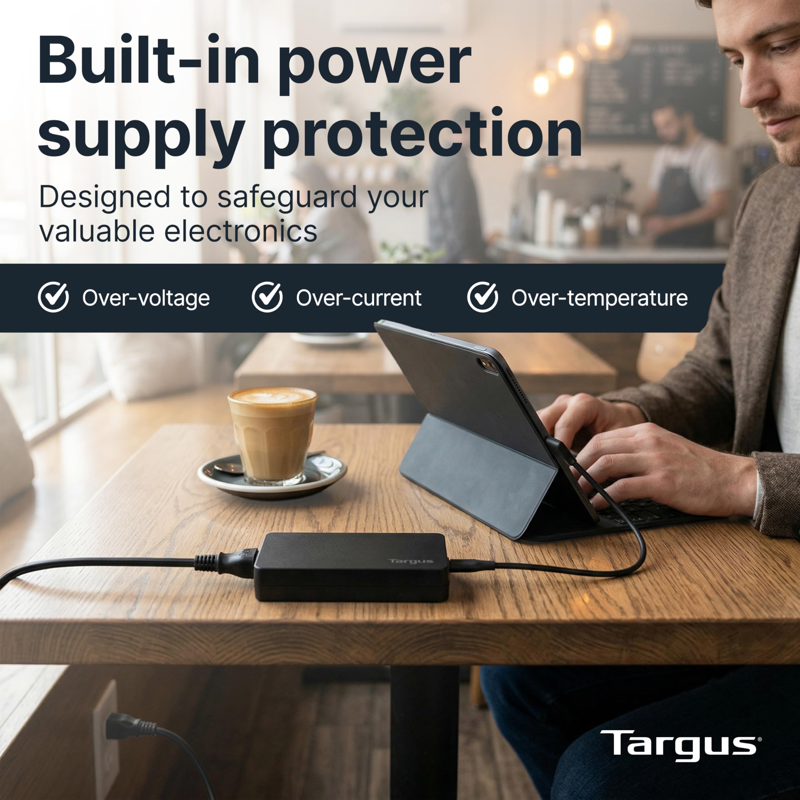 targus-100w-universal-usb-c-legacy-charger-usb-c-power-adapter-with-5-interchang image 4