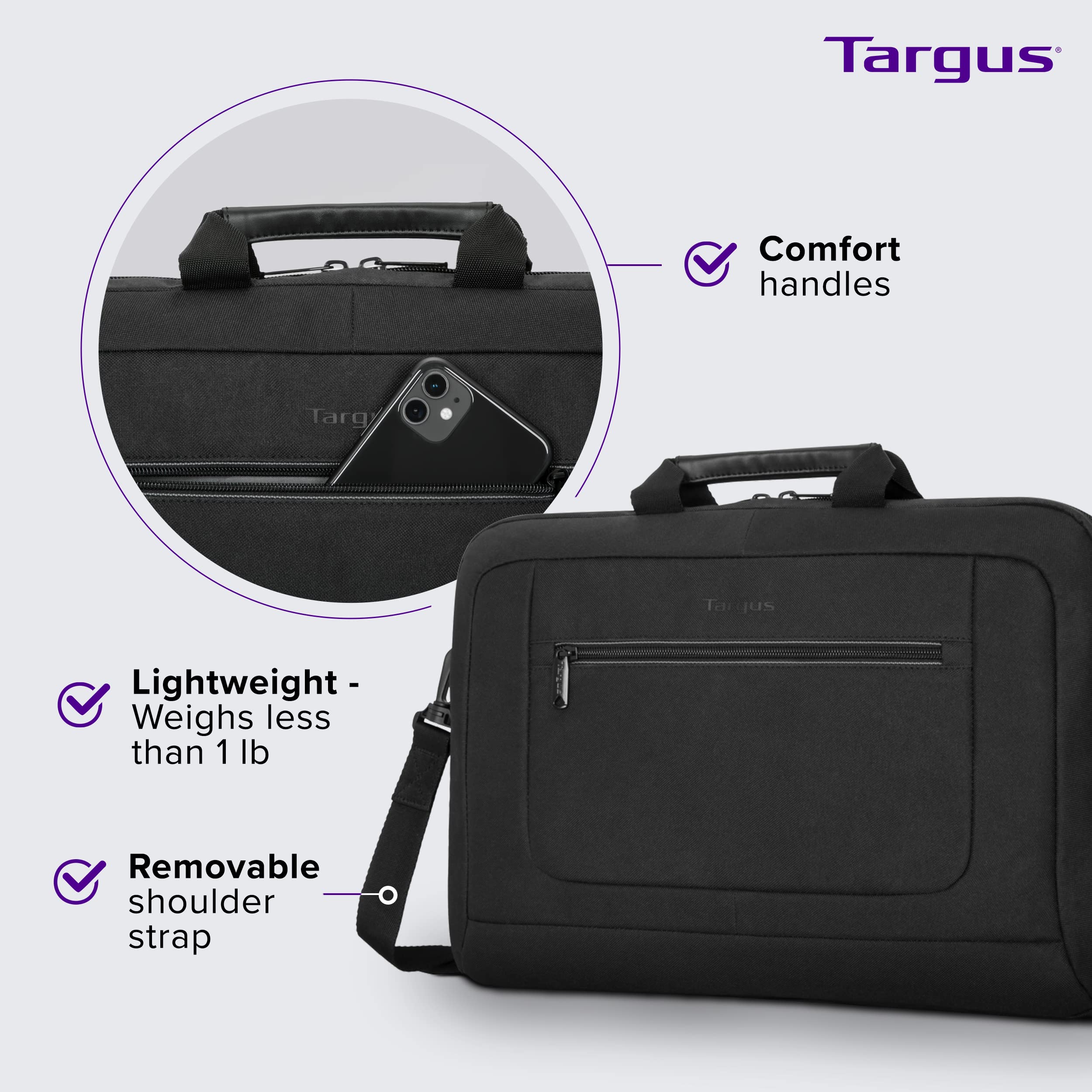 targus-15-6-classic-commuter-slimcase-black-tbt935gl-lightweight-messenger-lapto image 4