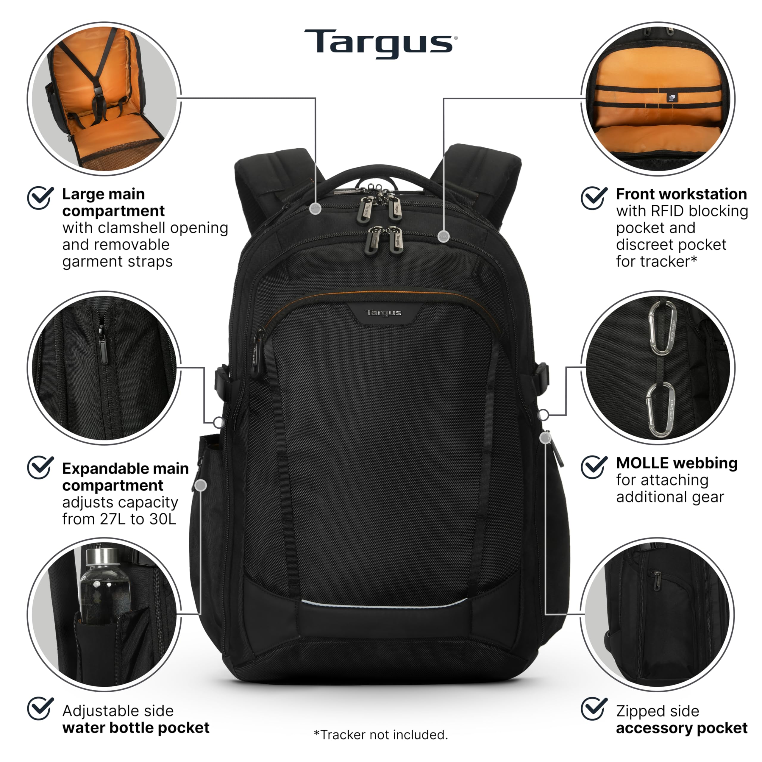 targus-17-voyager-exp-travel-backpack-expandable-carry-on-laptop-backpack-with-s image 2