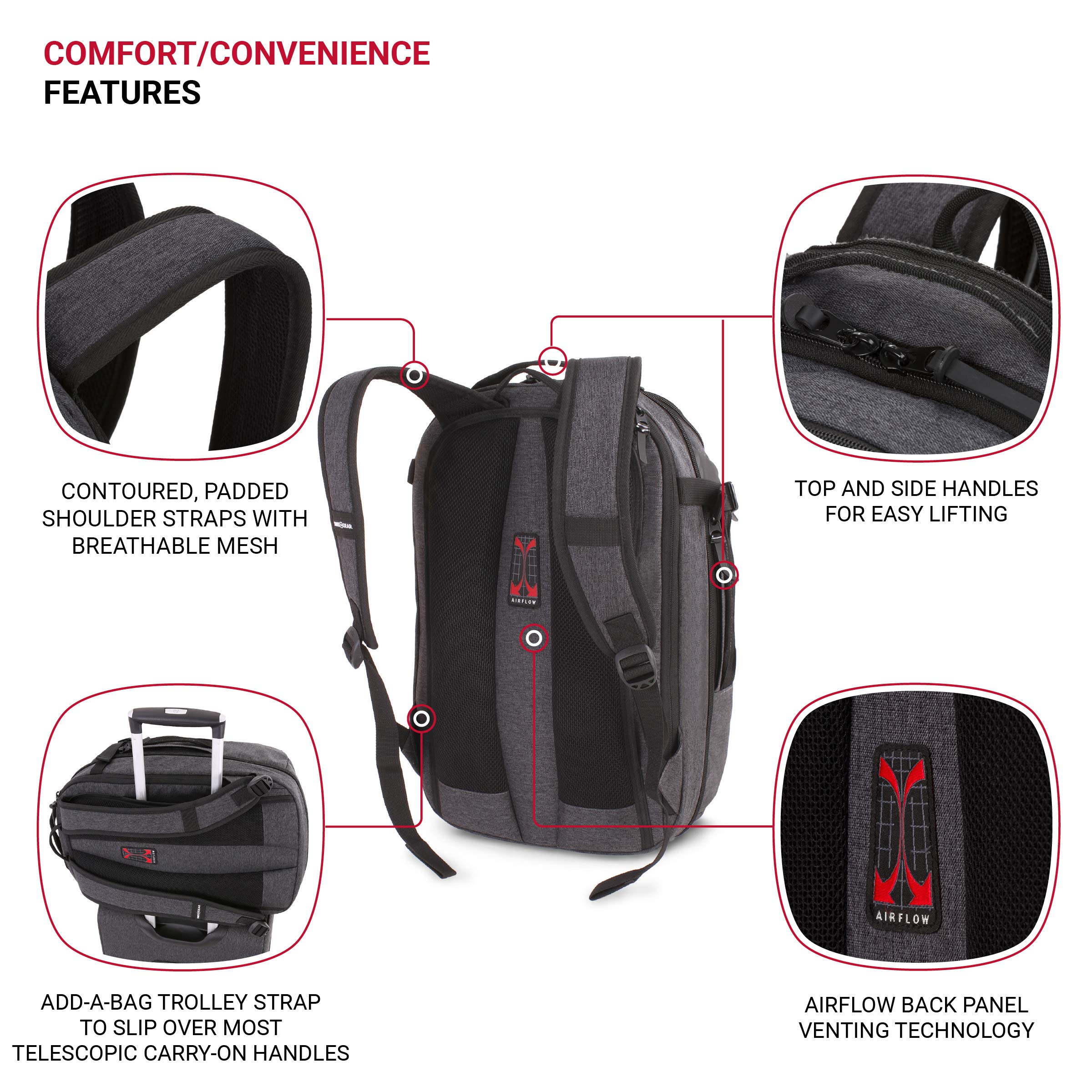 swissgear-hybrid-travel-laptop-backpack-heather-grey-18-inch-fits-16-inch-laptop image 2