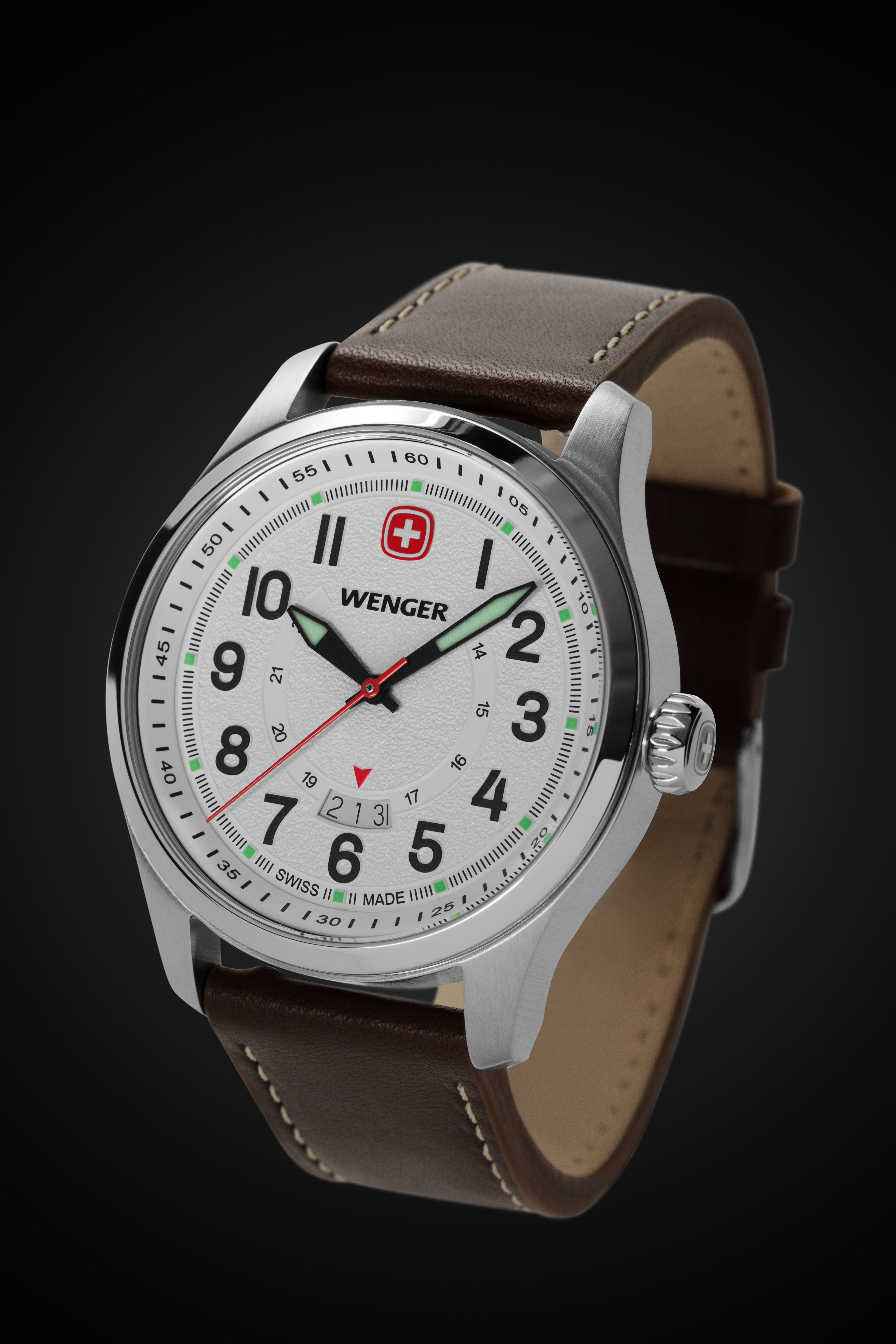 wenger-terragraph-swiss-watch-in-stainless-steel-with-white-dial-and-dark-brown- image 2